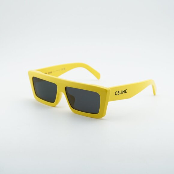 Celine CL40214U 39A Sunglasses Yellow Rectangle Frame, Grey Lenses main image 3